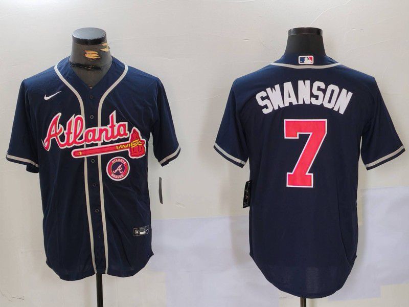 Men Atlanta Braves #7 Swanson Blue Game 2024 Nike MLB Jersey style 9022->atlanta braves->MLB Jersey